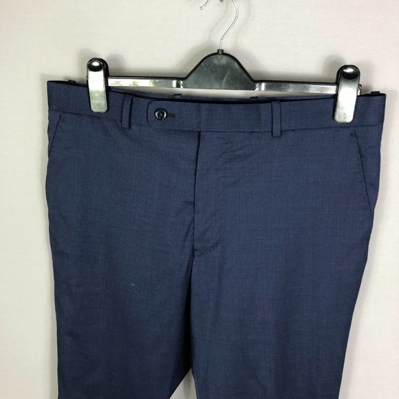 Trunk Club Navy Blue Small Check Wool Dress Pants Size 36W - Picture 2 of 8